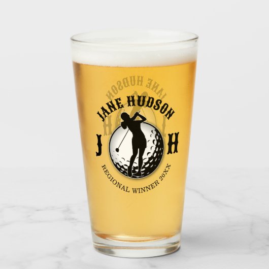 女子エレガントゴルフモノグラムデザイン タンブラーグラス (ドリンク正面)