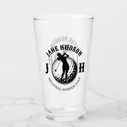 女子エレガントゴルフモノグラムデザイン タンブラーグラス (正面)