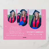 女子エレガントピンク卒業招待状 箔招待状 (裏面)