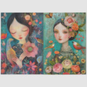 女子エレガントフローラカラフルデカップコラージュ 薄葉紙 (正面)