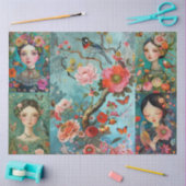 女子エレガントフローラカラフルデカップコラージュ 薄葉紙 (クラフト)