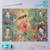 女子エレガントフローラカラフルデカップコラージュ 薄葉紙 (クラフト)