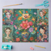 女子エレガントフローラカラフルデカップコラージュ 薄葉紙 (クラフト)