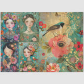 女子エレガントフローラカラフルデカップコラージュ 薄葉紙 (正面)