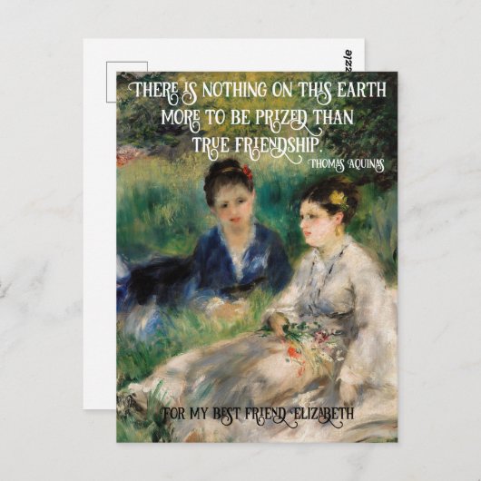 女子エレガントルノアールアートワーク最高の友人引用文 ポストカード (正面/裏面)
