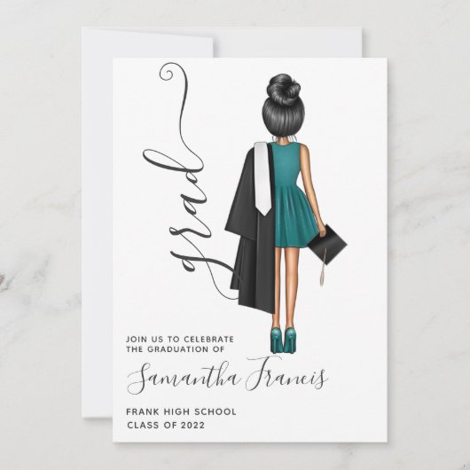 女子エレガント卒業パーティー招待招待状 招待状 (正面)