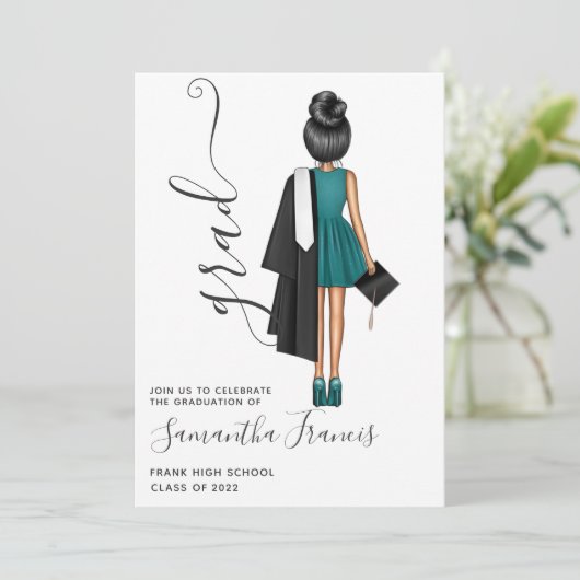 女子エレガント卒業パーティー招待招待状 招待状 (スタンド正面)