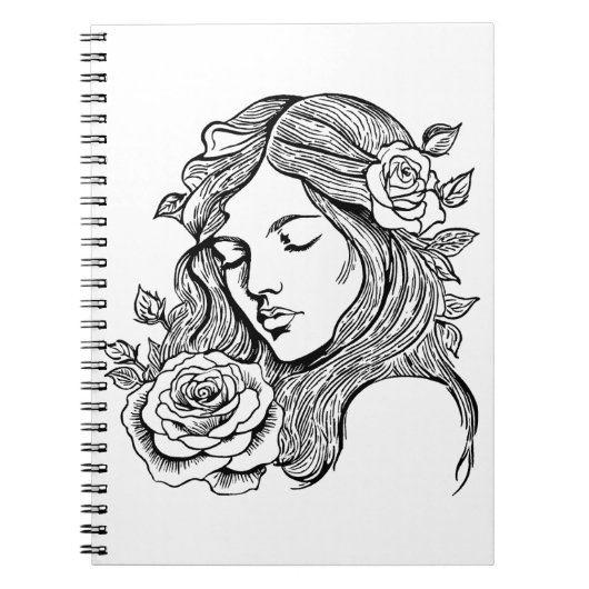 女子エレガント抽象芸術手帳 ノートブック (正面)