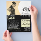 女子エレガント服店のスタンス広告 チラシ (手)