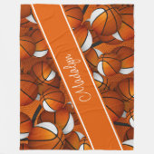 女子オレンジ色の白いバスパターンパーソナライズされた フリースブランケット (正面)
