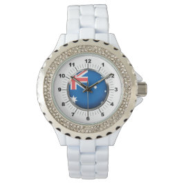 女子オーストラリア国旗のホワイトエナメル時計 腕時計