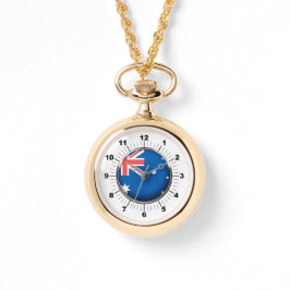 女子オーストラリア国旗の回り金ゴールド時計 腕時計