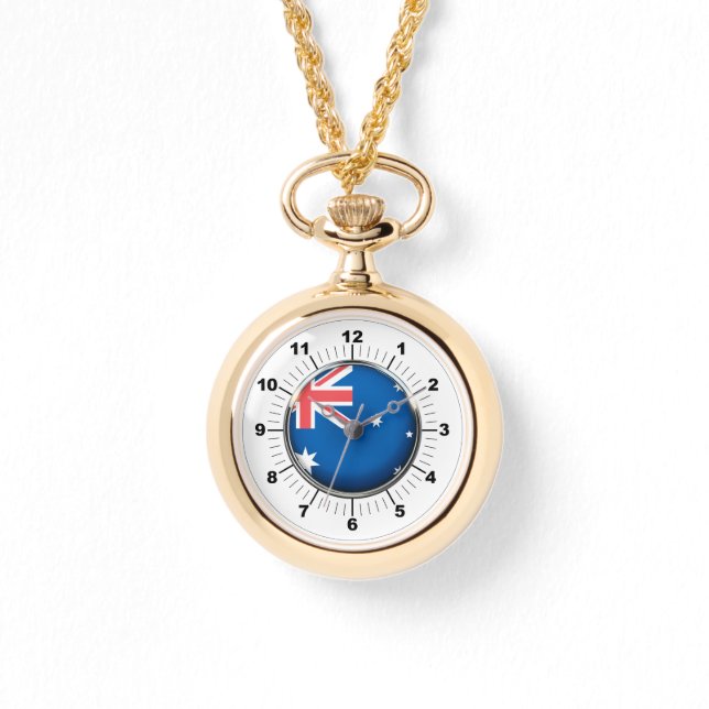 女子オーストラリア国旗の回り金ゴールド時計 腕時計 (正面)