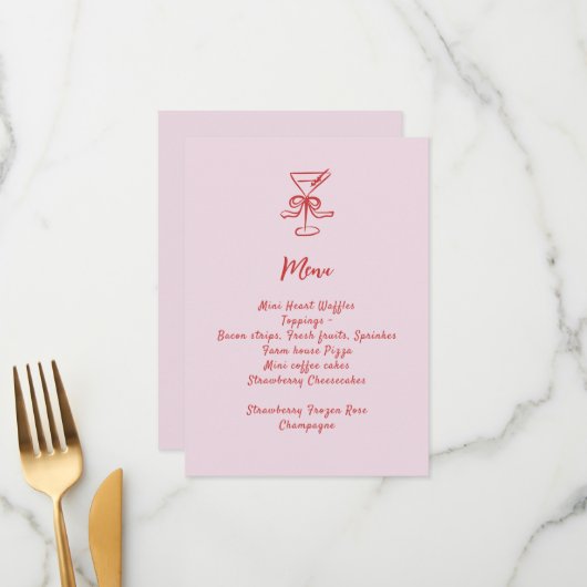 女子カクテルブランチ赤手書き メニュー (正面/裏面インサイチュ)