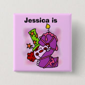 女子カスタマイズピエロ誕生日ボタン 缶バッジ (正面)