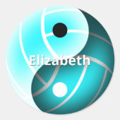 女子カスタムインとヤンターコイズバレーボール ラウンドシール (正面)