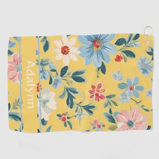 女子カスタムゴルファー向けの可愛いレトロ花贈り物 ゴルフタオル (横)