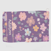 女子カスタムゴルファー向けの可愛いヴィンテージフローラ ゴルフタオル (横)