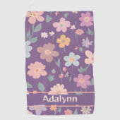 女子カスタムゴルファー向けの可愛いヴィンテージフローラ ゴルフタオル (正面)