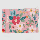 女子カスタムゴルファー向けの可愛いヴィンテージ花贈り物 ゴルフタオル (横)