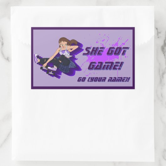 女子カスタムスケートボードシール 長方形シール (バッグ)