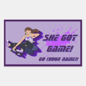 女子カスタムスケートボードシール 長方形シール (正面)