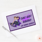 女子カスタムスケートボードシール 長方形シール (封筒)