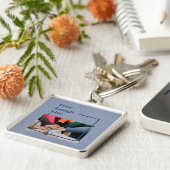 女子カスタムブルー感動的のフォトギフト キーホルダー (側面)