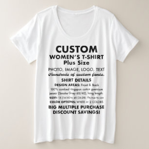女子カスタムホワイトプラスサイズTシャツ プラスサイズTシャツ