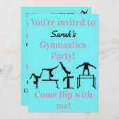 女子カスタム体操の誕生日パーティーへの招待 (正面/裏面)