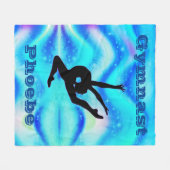 女子カスタム体操ブルーグリーンフリースブランケット フリースブランケット (正面(横))