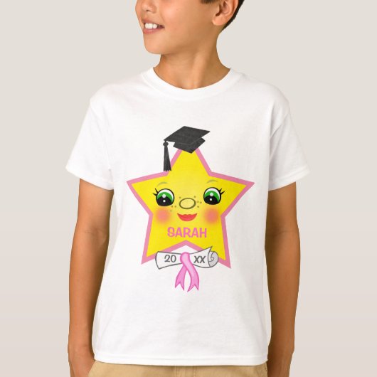 女子カスタム卒業スターTシャツ Tシャツ (正面)