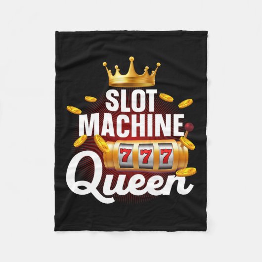 女子カッコいいガールズカジノ用スロットマシンクイーンアート フリースブランケット (正面)