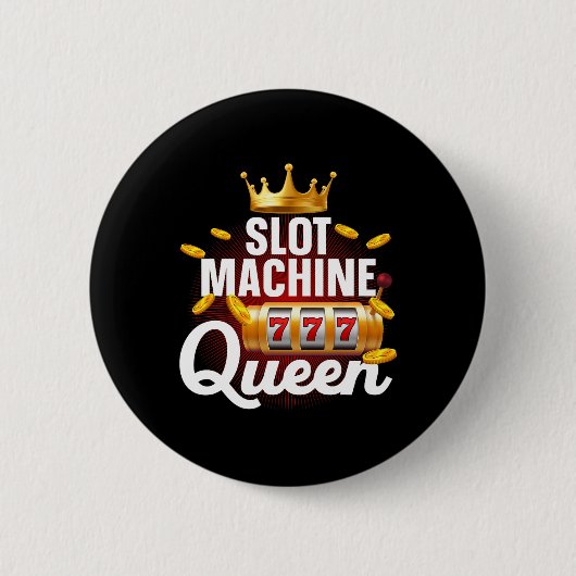 女子カッコいいガールズカジノ用スロットマシンクイーンアート 缶バッジ (正面)