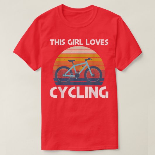 女子カッコいいサイクリング自転車のサイクリングデザイン Tシャツ (デザイン正面)