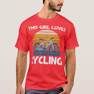 女子カッコいいサイクリング自転車のサイクリングデザイン Tシャツ