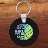 女子カッコいいバレーボール青少年バレーボールT キーホルダー (正面)