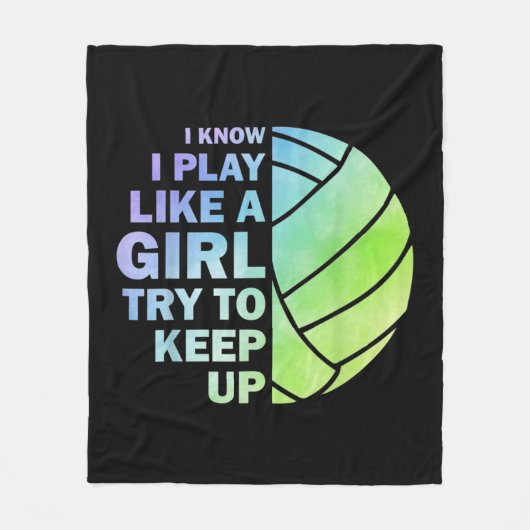 女子カッコいいバレーボール青少年バレーボールT フリースブランケット (正面)