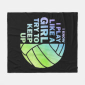 女子カッコいいバレーボール青少年バレーボールT フリースブランケット (正面(横))