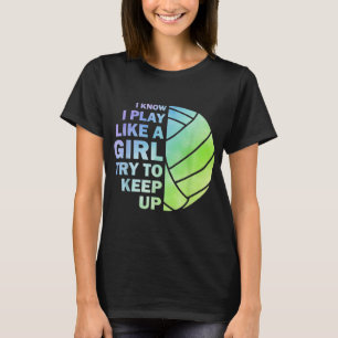 女子カッコいいバレーボール青少年バレーボールT Tシャツ