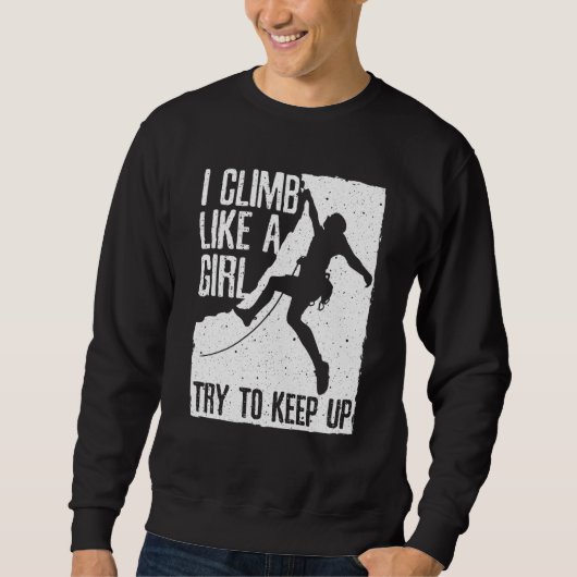 女子カッコいい女の子のためのロック登山デザインCli スウェットシャツ (正面)