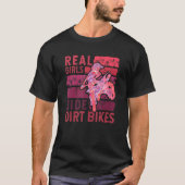 女子カッコいい女子ダートバイクMotocrossバイクもしくは自転車に乗る人Rac Tシャツ (正面)