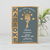 女子カラオケ50th （編集可能）誕生日パーティー 招待状 (スタンド正面)