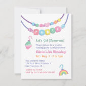 女子カラフルジュエリー製造パーティの招待状 招待状 (正面)