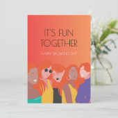 女子カラフルモダン図解入りの、写真付きのデイカード シーズンカード (スタンド正面)