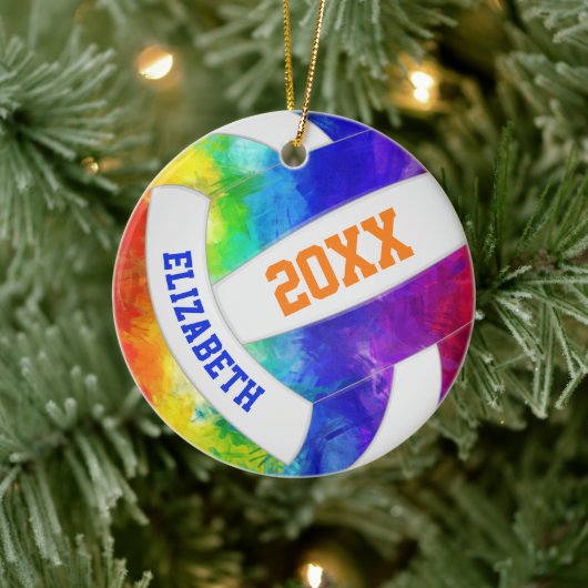 女子カラフルレインボーキープサバレーボール セラミックオーナメント (ツリー)
