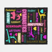 女子カラフル体操の用語集タイポグラフィ フリースブランケット (正面(横))