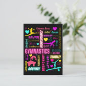 女子カラフル体操の用語集タイポグラフィ ポストカード (スタンド正面)