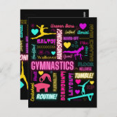 女子カラフル体操の用語集タイポグラフィ ポストカード (正面/裏面)