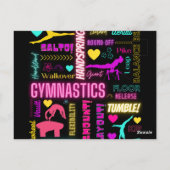 女子カラフル体操の用語集タイポグラフィ ポストカード (裏面)